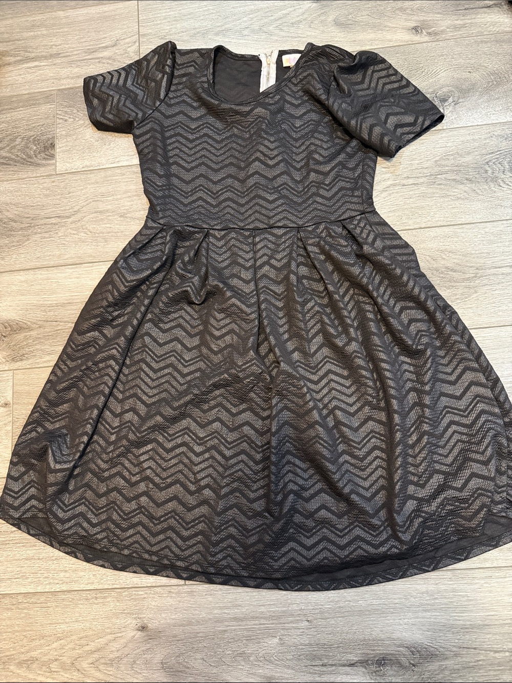 LuLaRoe Black Chevron Fit-and-Flare Dress